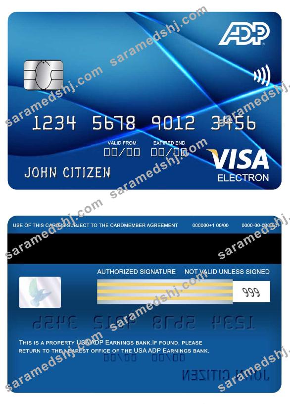 USA ADP Earnings bank visa electron card